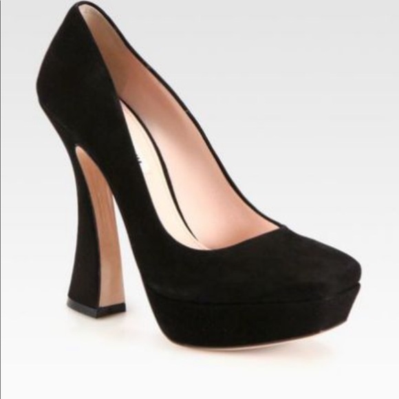 Miu Miu Shoes - Miu Miu Suede Curved Heel Pumps